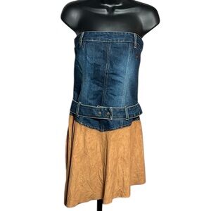 Baby Phat VINTAGE Size 9 Denim and Tan Two-Tone Dress Rare Y2K